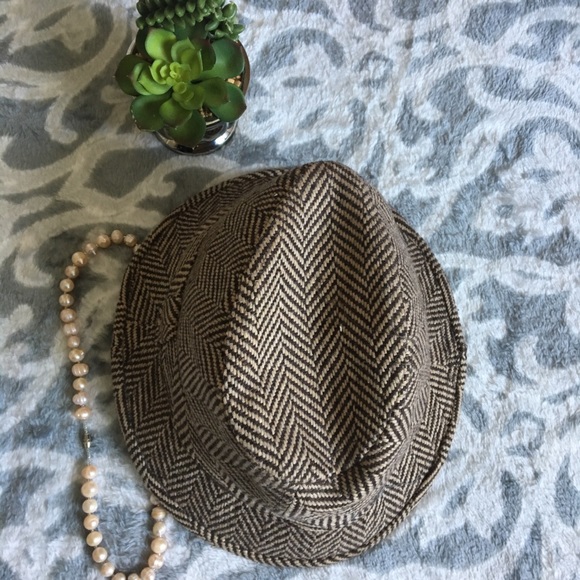 Unisex tweed brown tan plaid flannel fedora - Picture 5 of 7